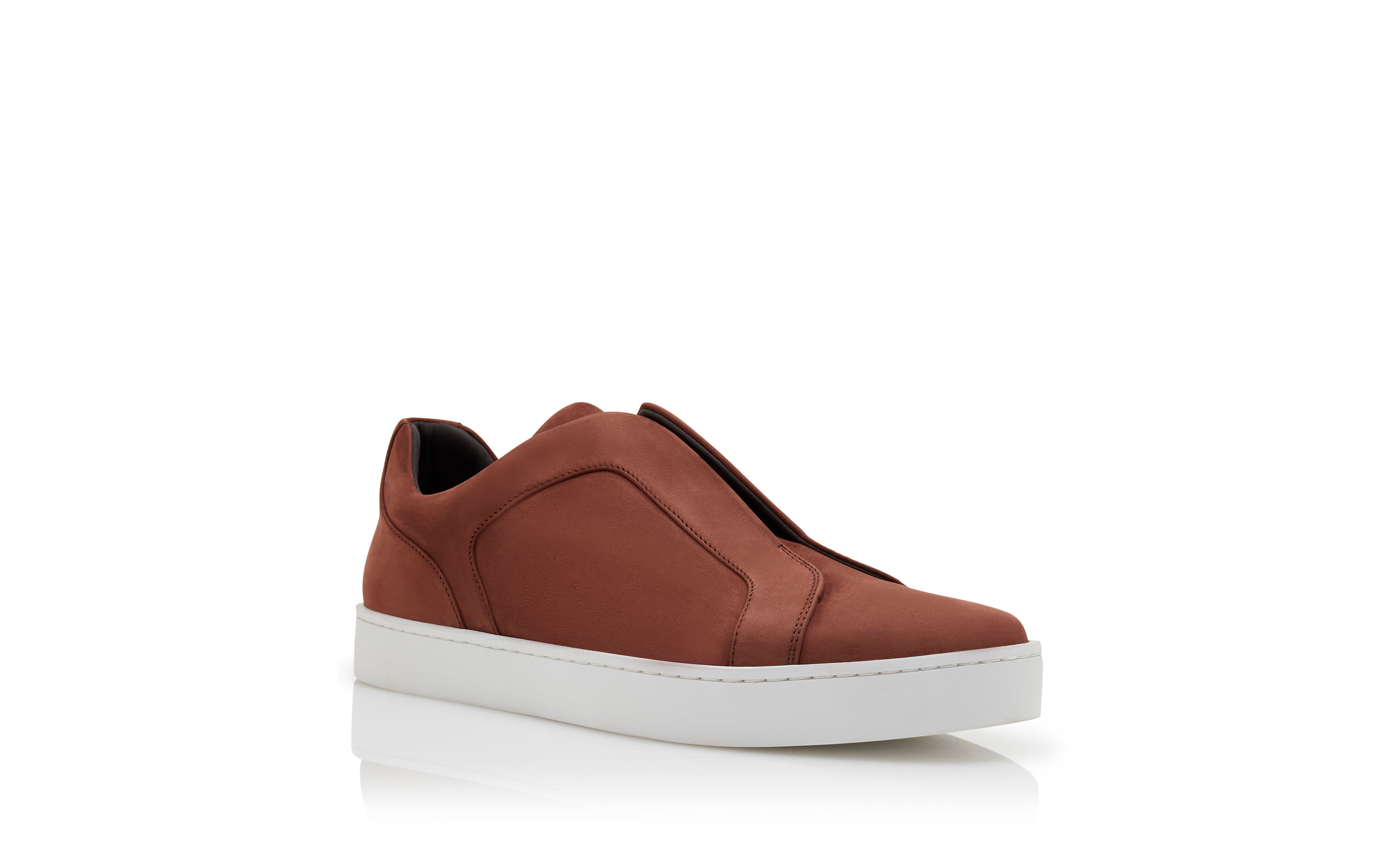 Designer Brown Calf Leather Sneakers - Image Upsell