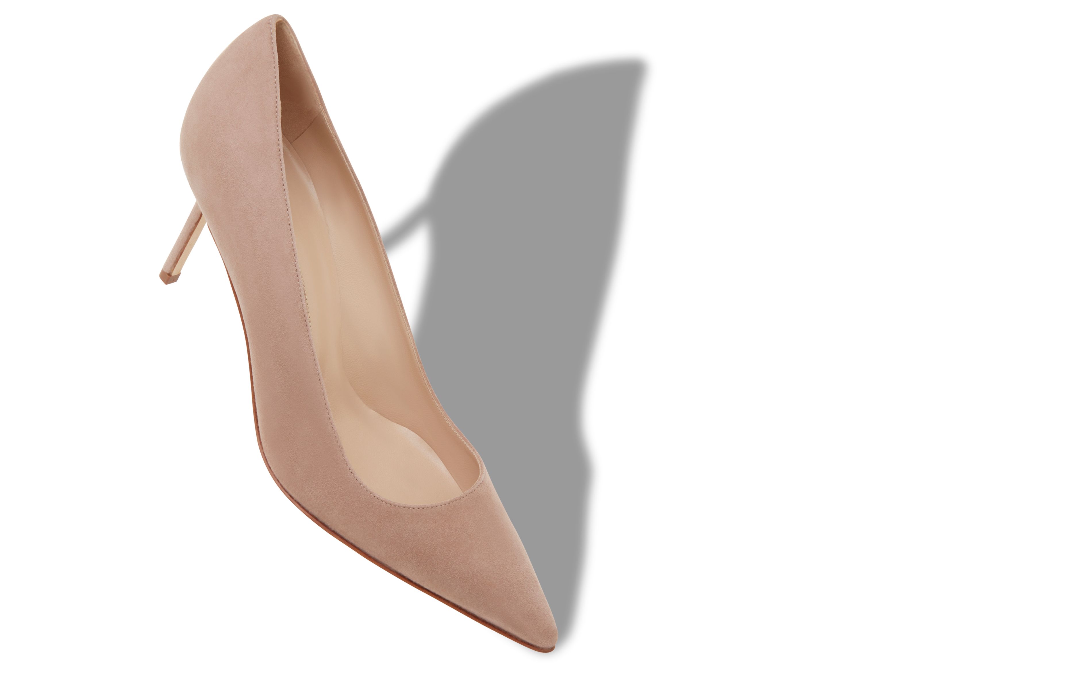 Designer Light Beige Suede Pumps - Image Main