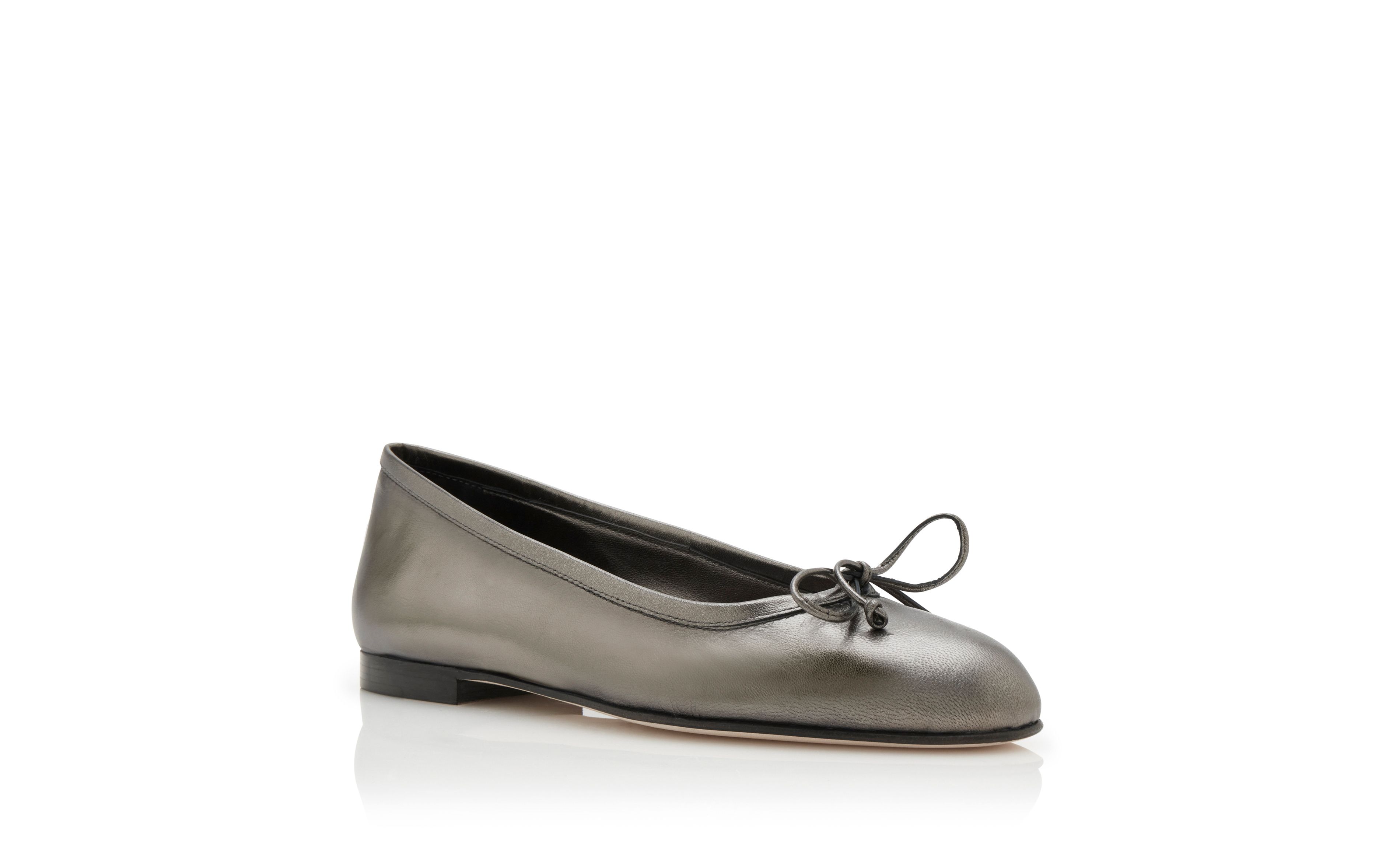 Manolo Blahnik Veralli Dark Grey Nappa Leather Ballerina Flats