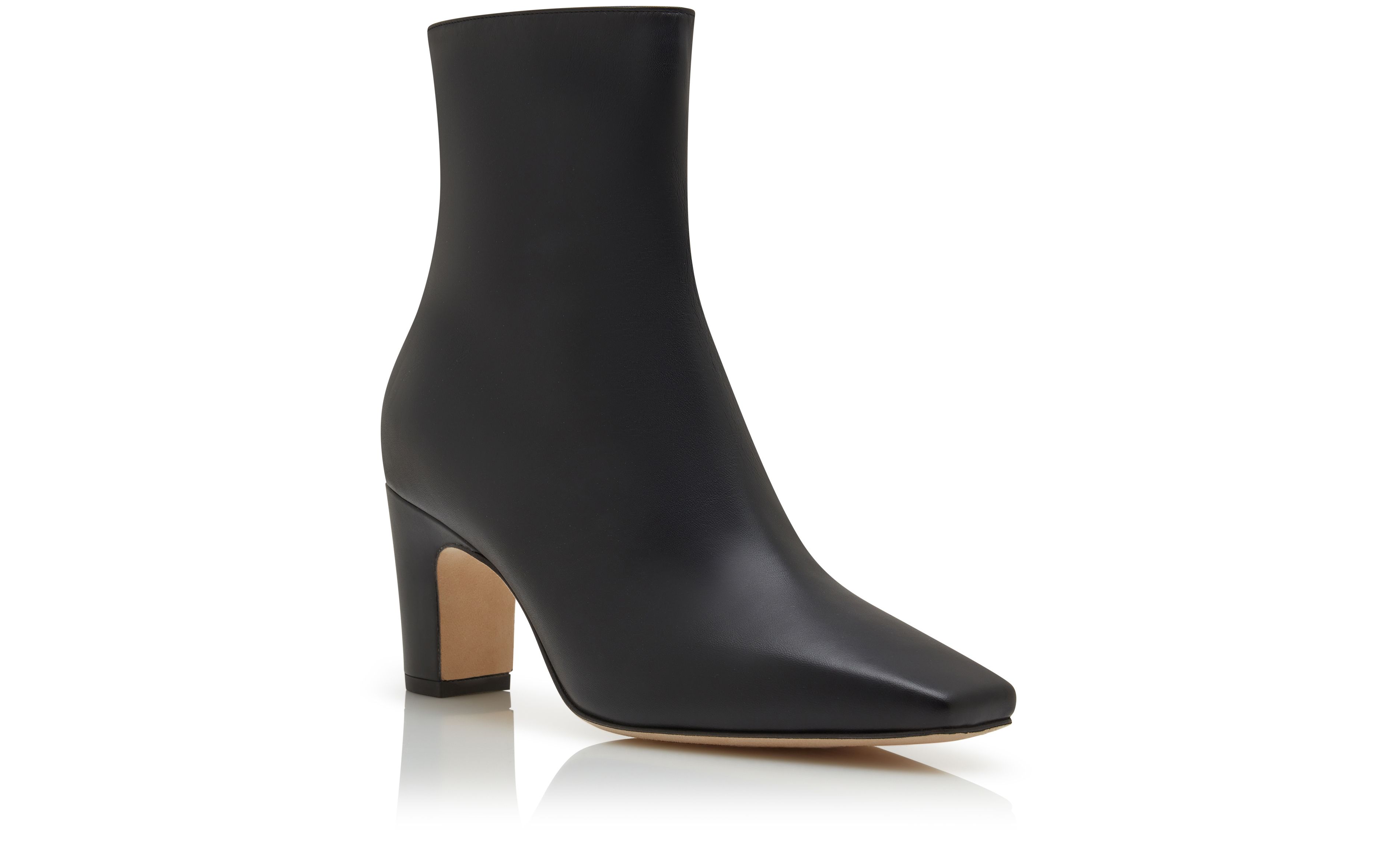 Designer Black Calf Leather Ankle Boots - Image Upsell View