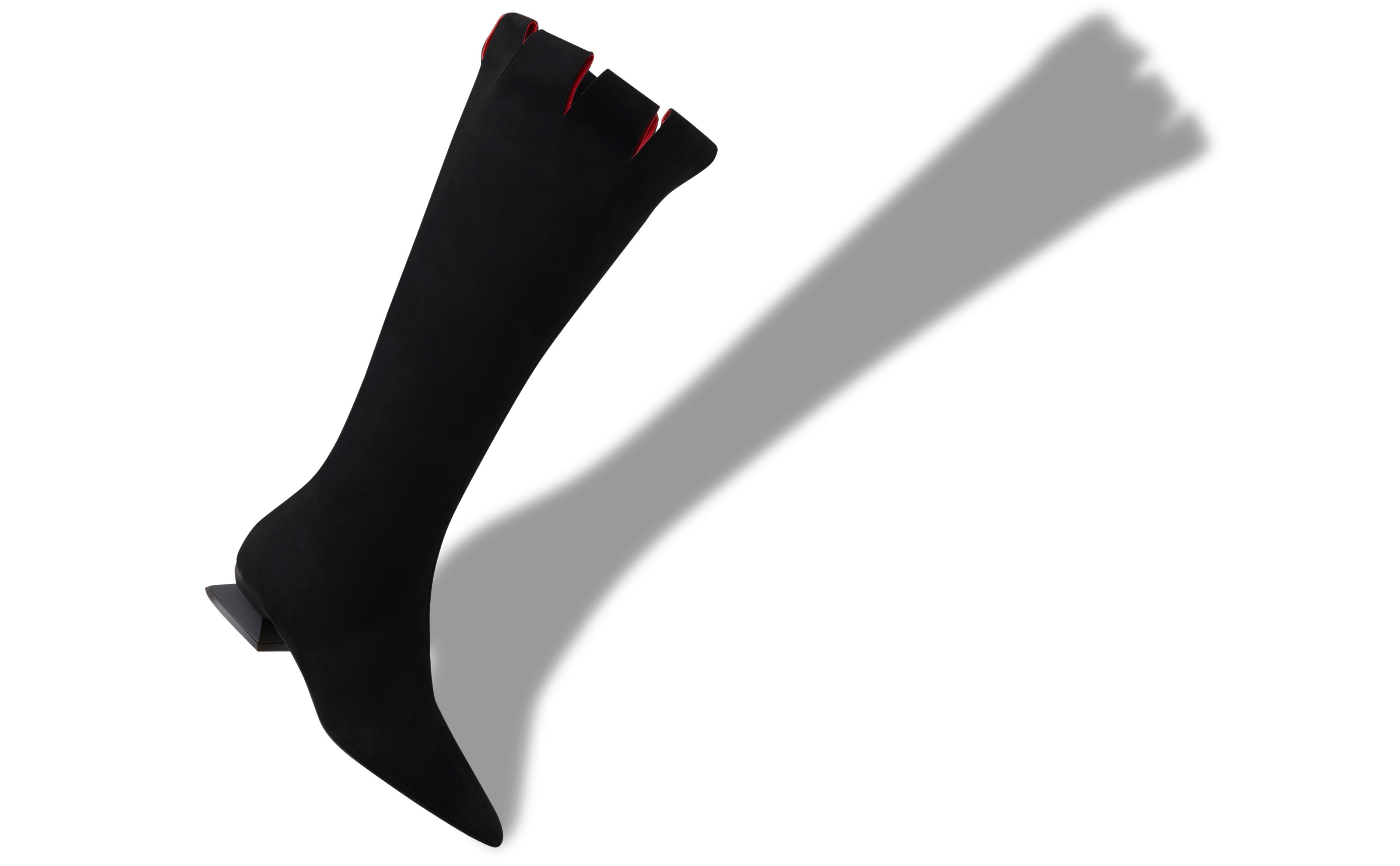 Designer Black Suede Knee High Boots  - Image Main