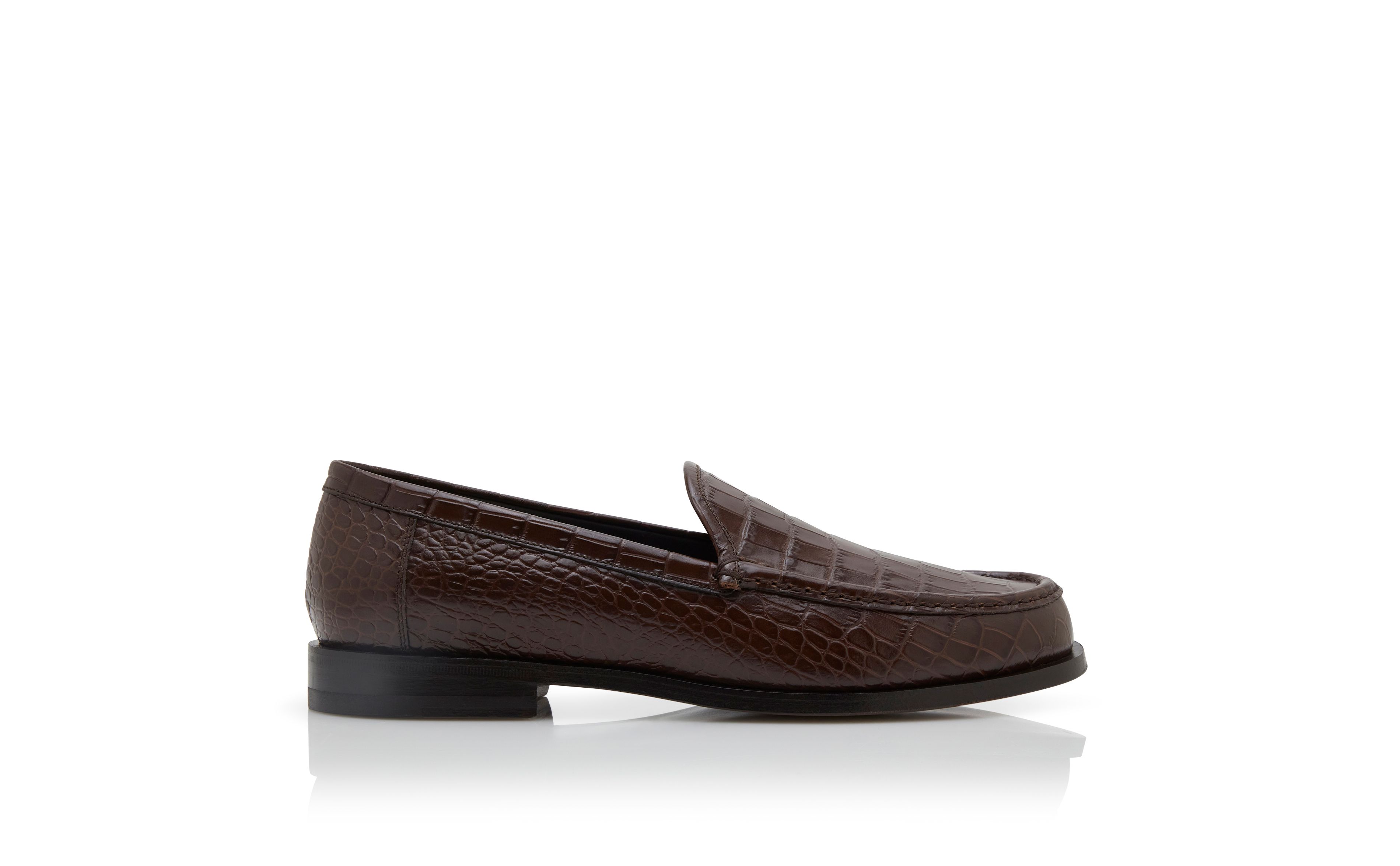Designer Dark Brown Calf Leather Loafers - Image thumbnail