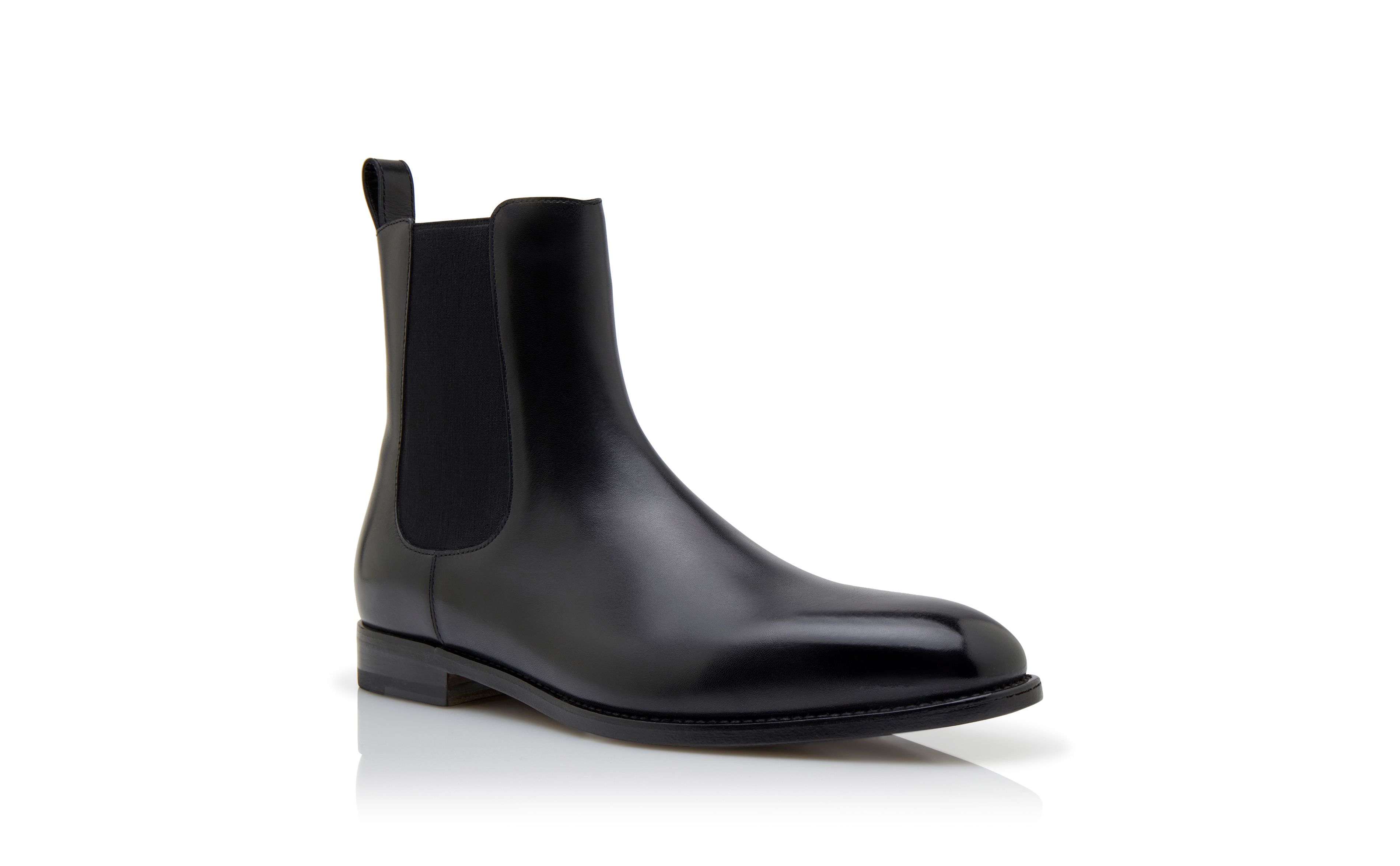 Designer Black Calf Leather Ankle Boots - Image Upsell