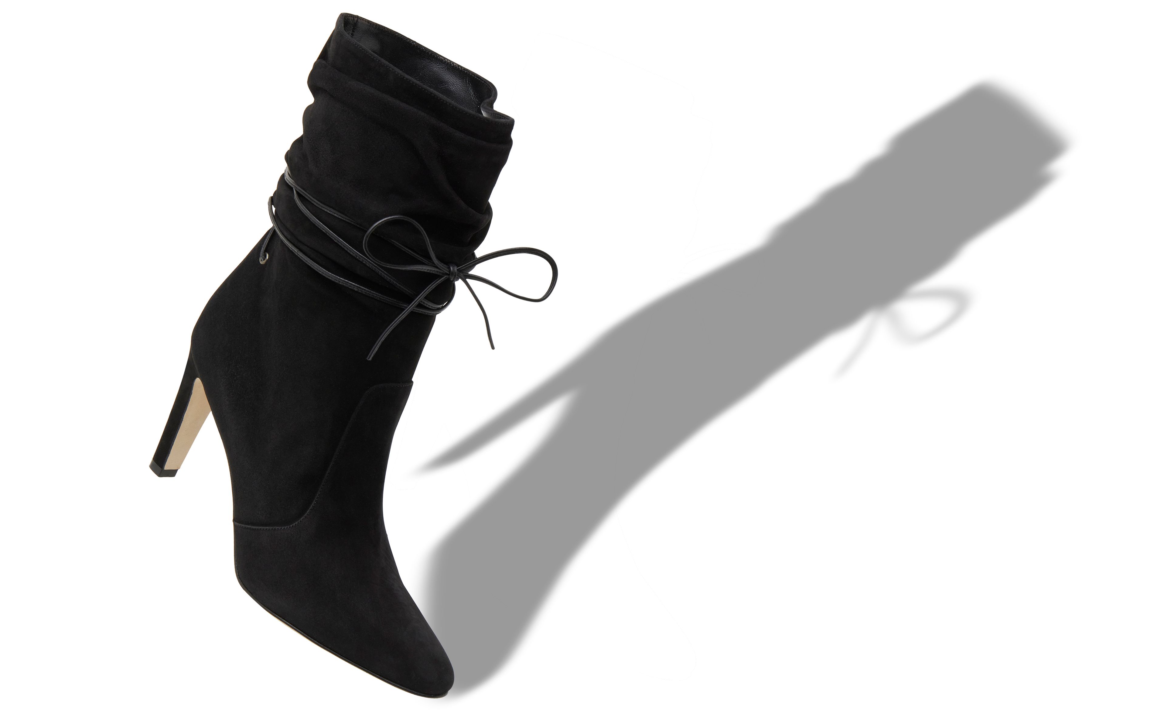 Designer Black Suede Slouchy Ankle Boots - Image Main