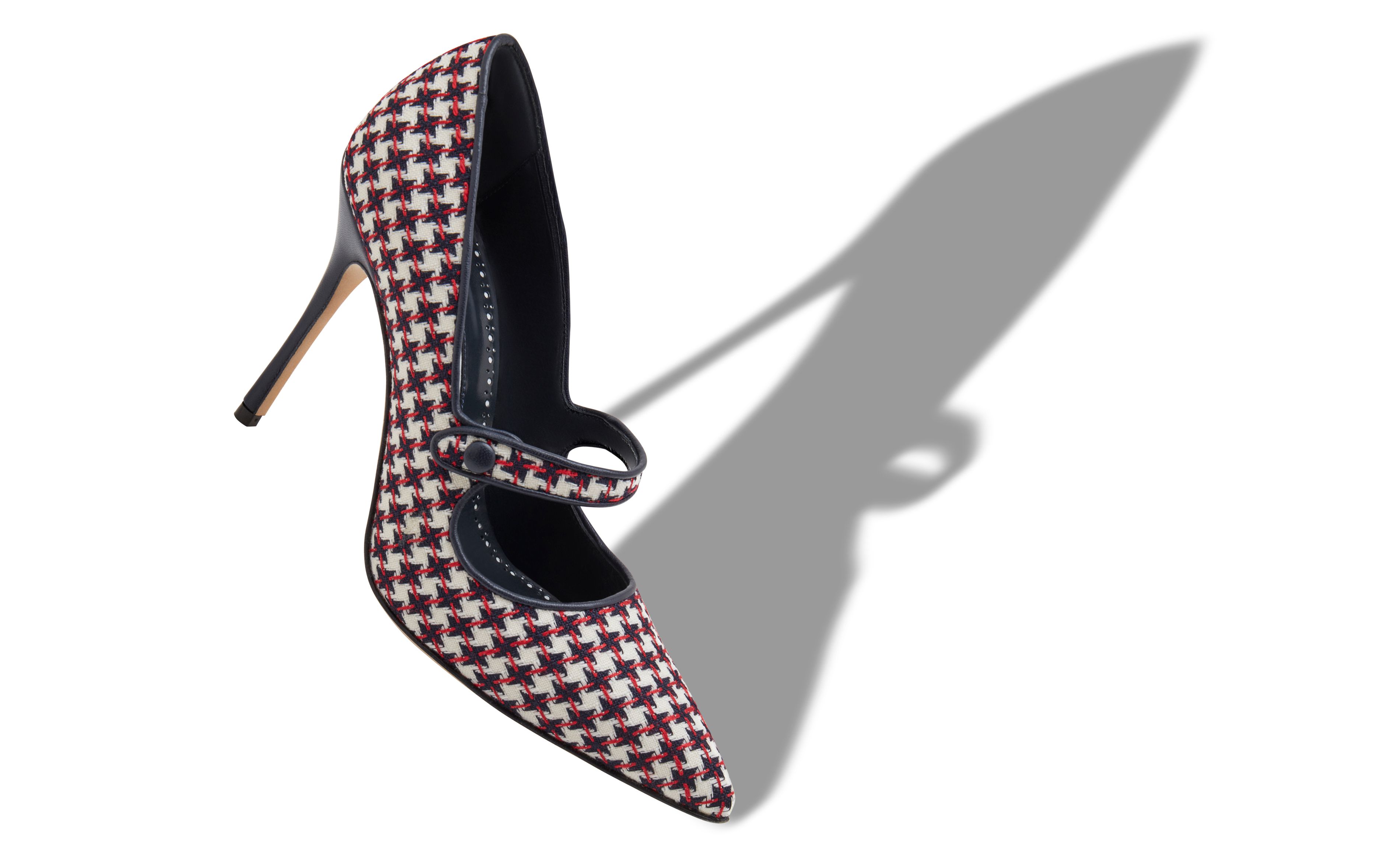 Designer Black Wool Dogtooth Mary Jane Pumps - Image small_image