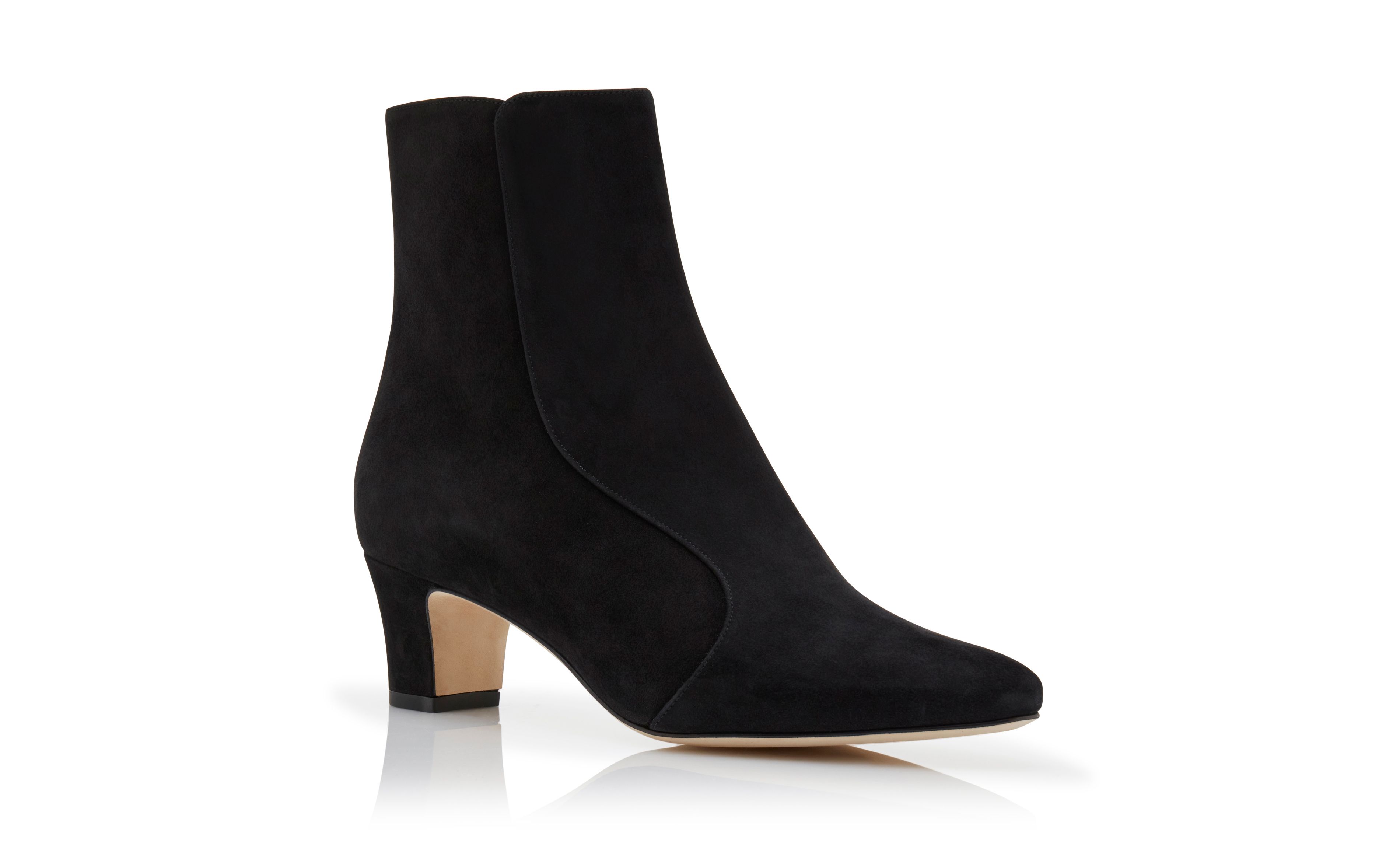 Designer Black Suede Round Toe Ankle Boots - Image Upsell