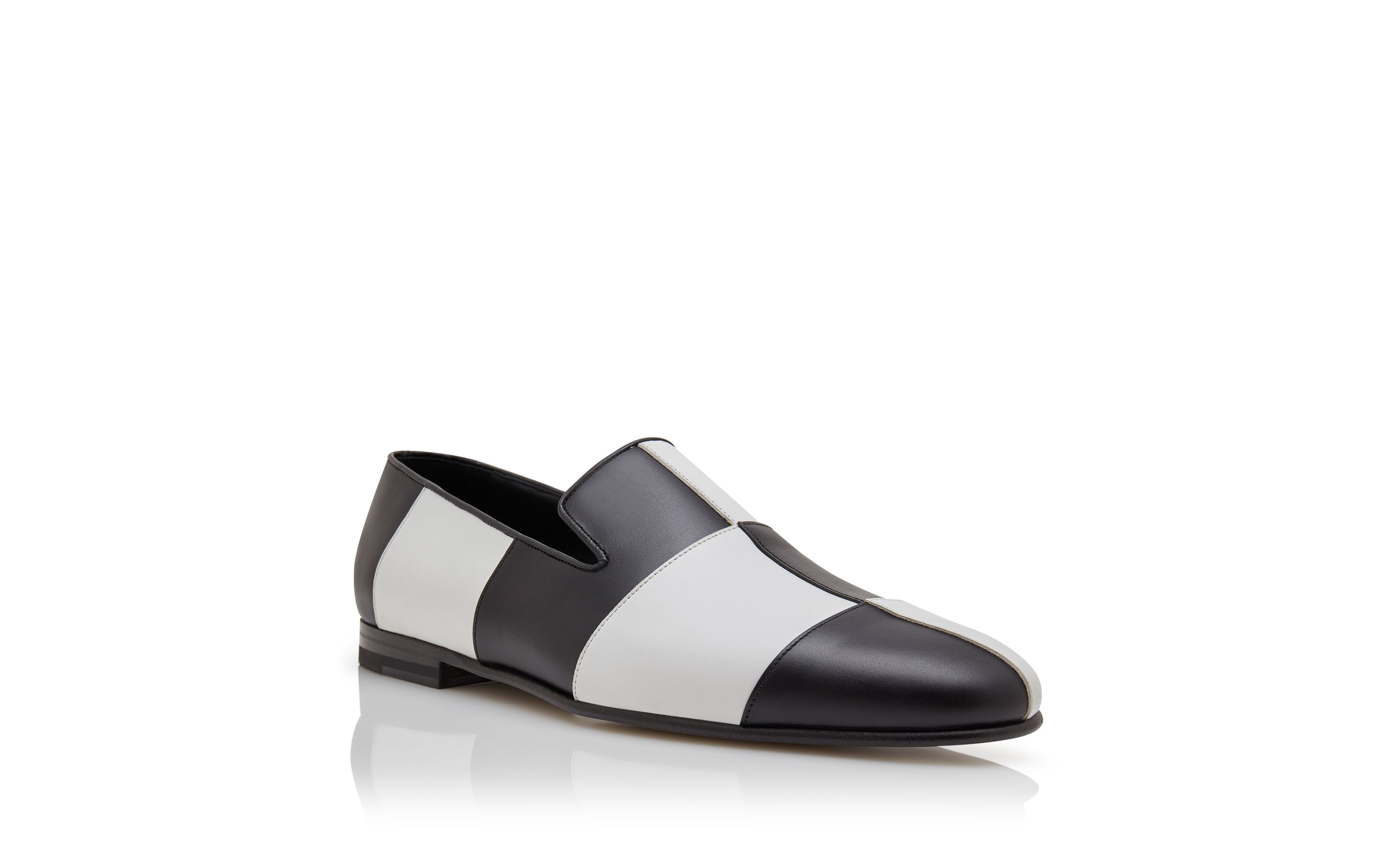 Designer Black and White Calf Leather Loafers - Image Upsell