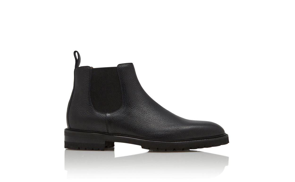 Designer Black Calf Leather Ankle Boots - Image thumbnail