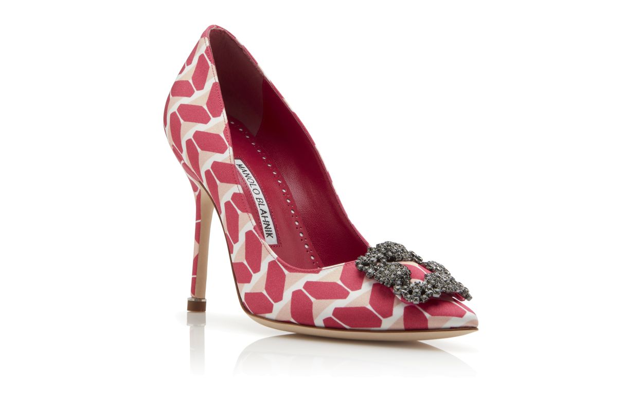 HANGISI COSMO | Multicoloured Crepe De Chine Buckle Pumps | Manolo Blahnik