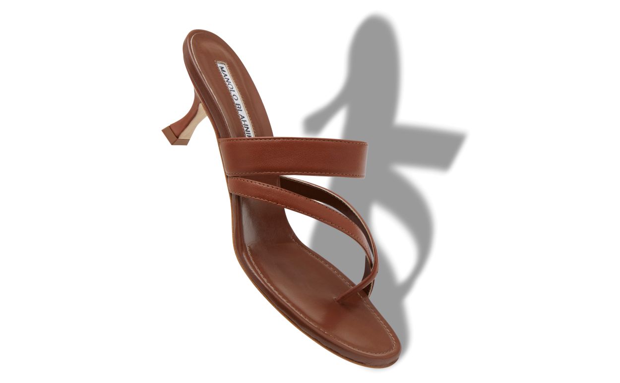 Designer Brown Nappa Leather Mules - Image Main