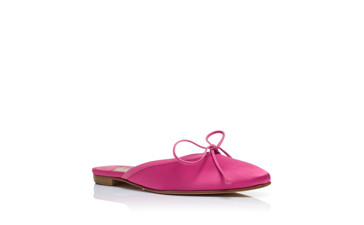 Designer Pink Satin Flat Mules - Image Upsell