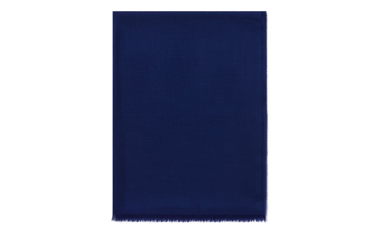 Designer Cobalt Blue Superfine Cashmere Scarf - Image Side View