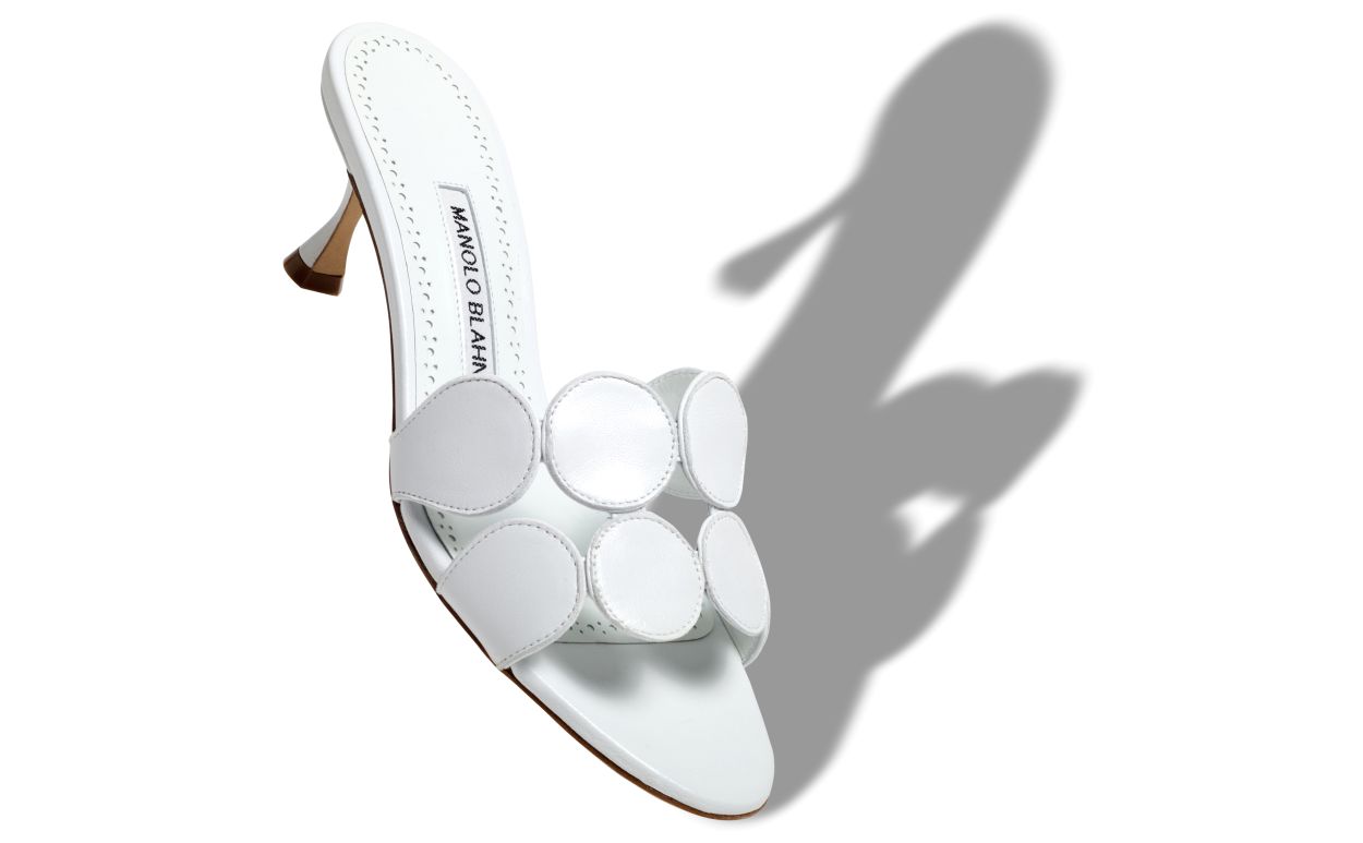 Designer White Nappa Leather Mules - Image Main