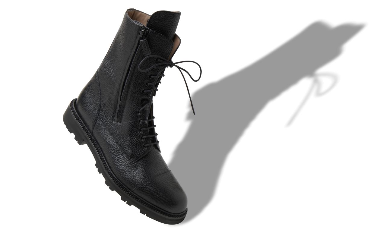 Designer Black Calf Leather Military Boots  - Image small_image