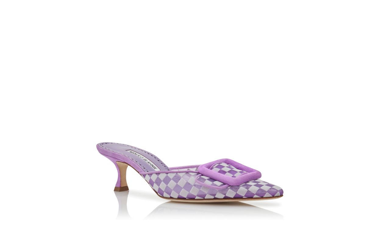 Designer Purple Mesh Checkered Mules  - Image Upsell