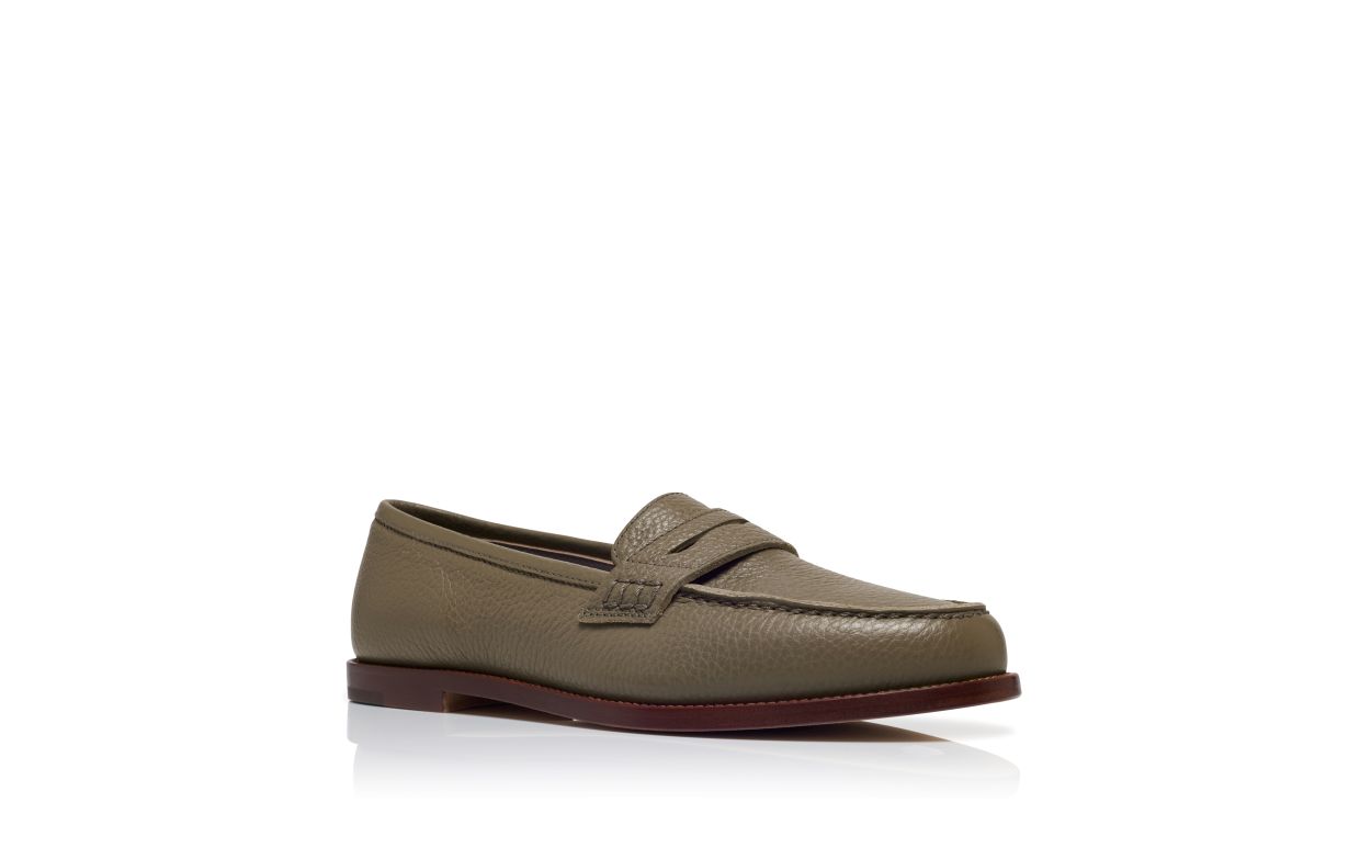 Designer Beige Calf Leather Penny Loafers - Image Upsell View