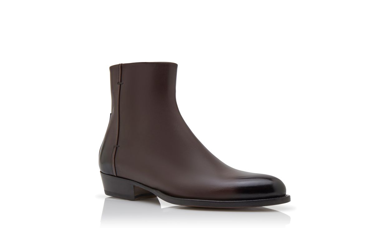 Designer Dark Brown Calf Leather Mid Calf Boots - Image Upsell