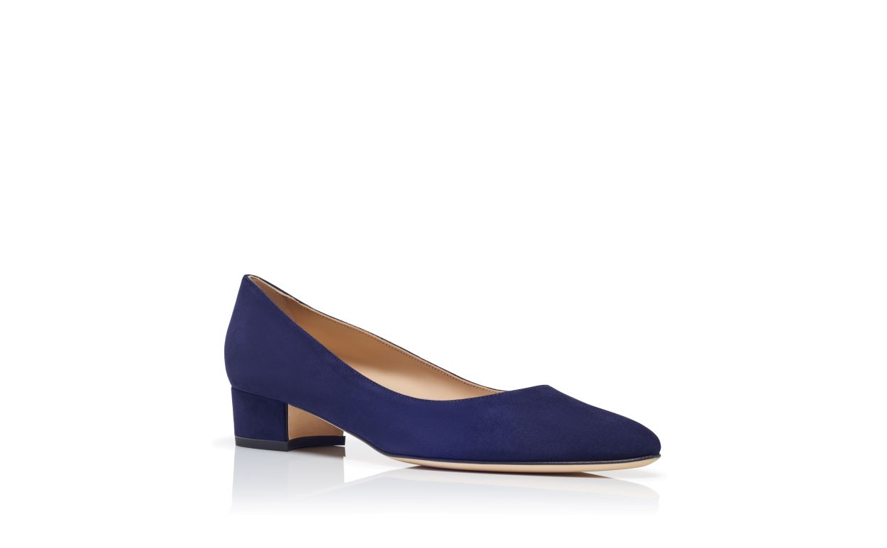 Designer Navy Blue Suede Pump - Image Upsell View