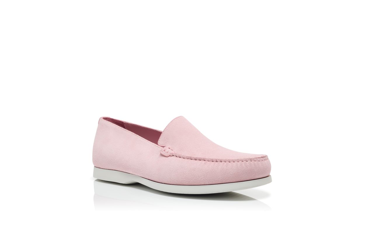 Designer Light Pink Suede Boat Shoes - Image Upsell