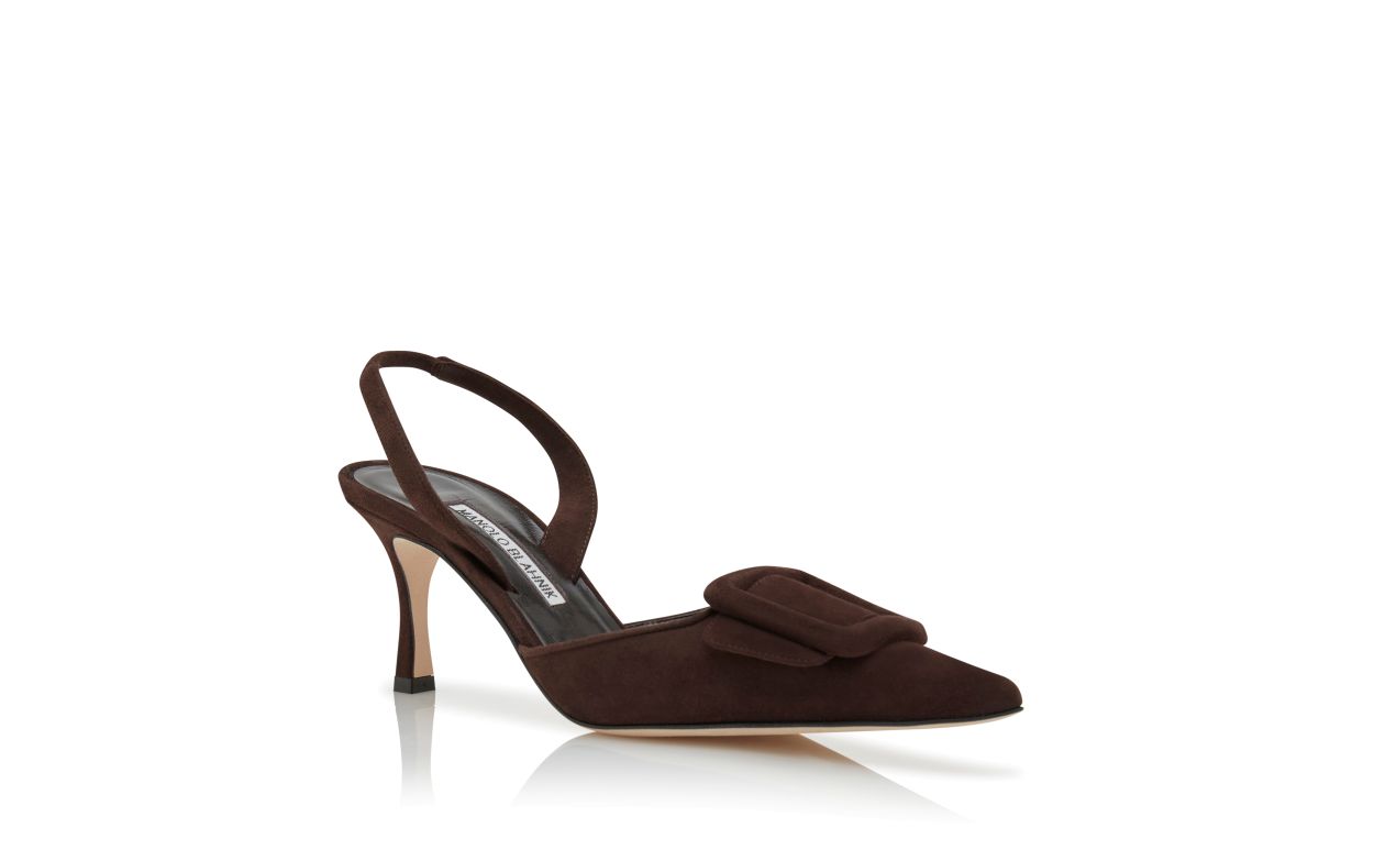 Designer Brown Suede Slingback Mules - Image Upsell