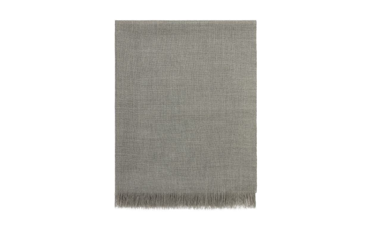 Designer Mid Grey Fine Cashmere Scarf - Image thumbnail