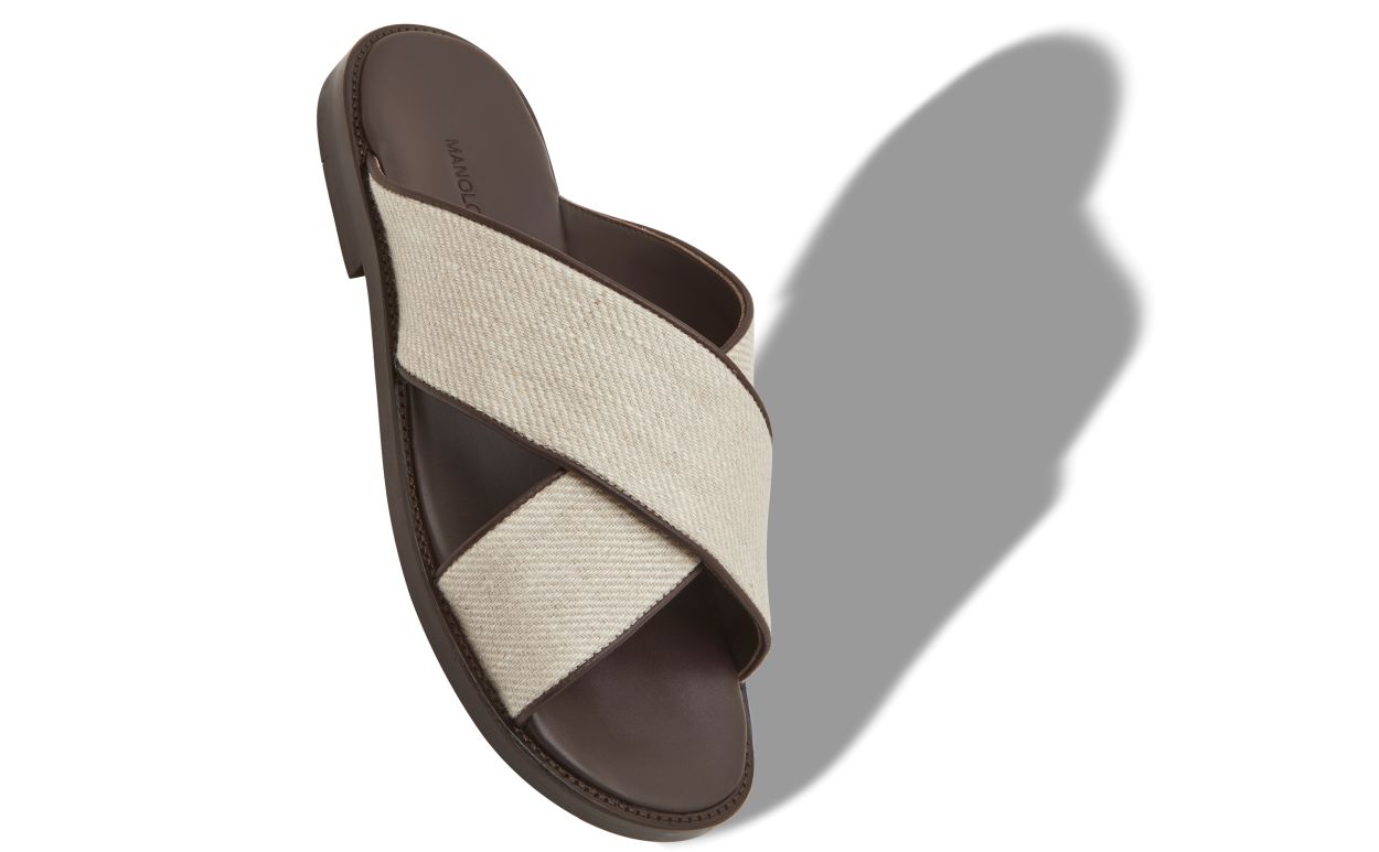 Designer Cream Linen Sandals - Image small_image
