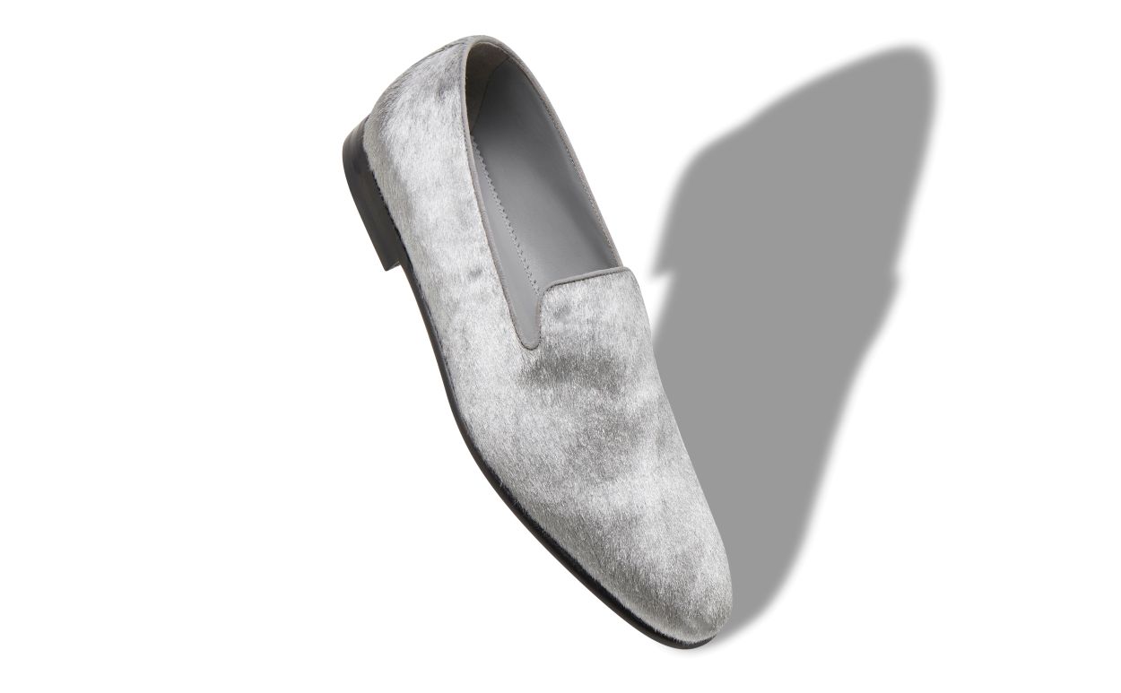 Designer Silver Calf Hair Loafers - Image Main