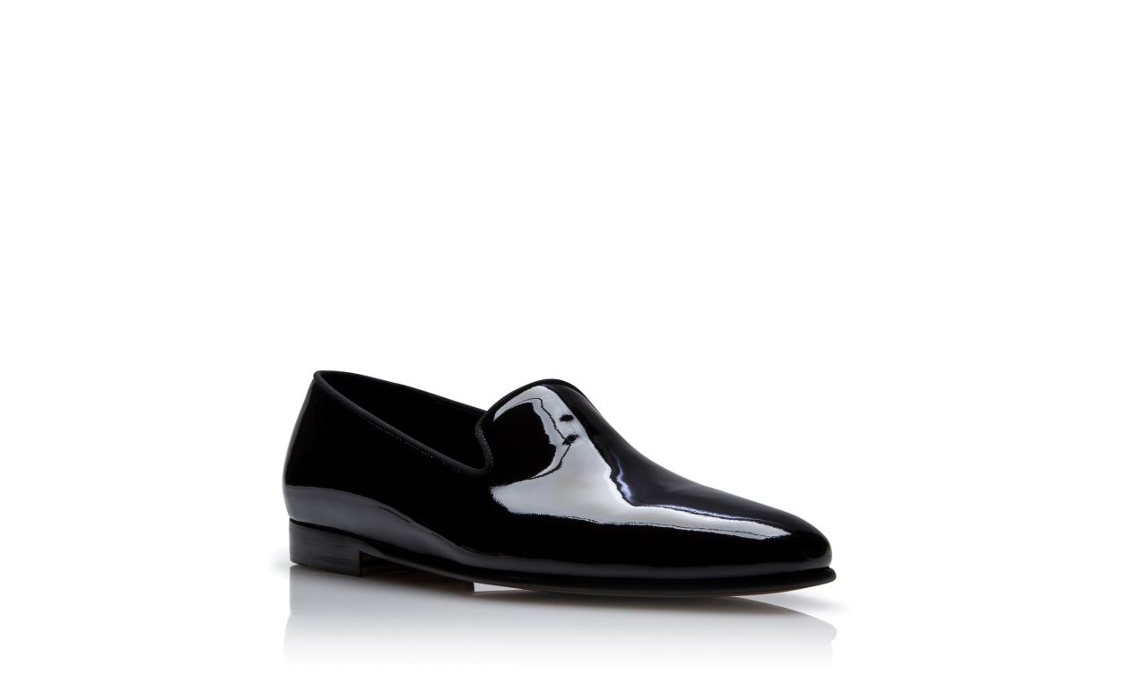 Designer Black Patent Leather Loafers - Image Upsell