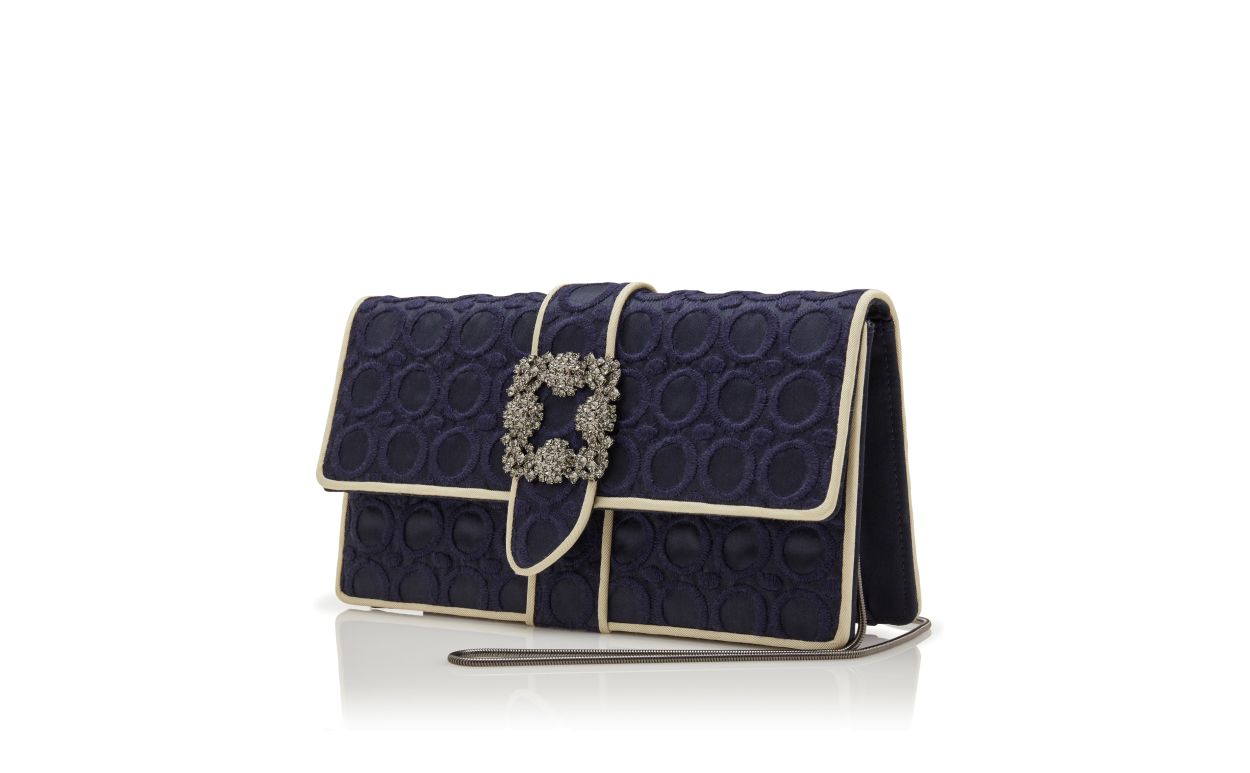 Designer Navy Blue Silk Clutch - Image 