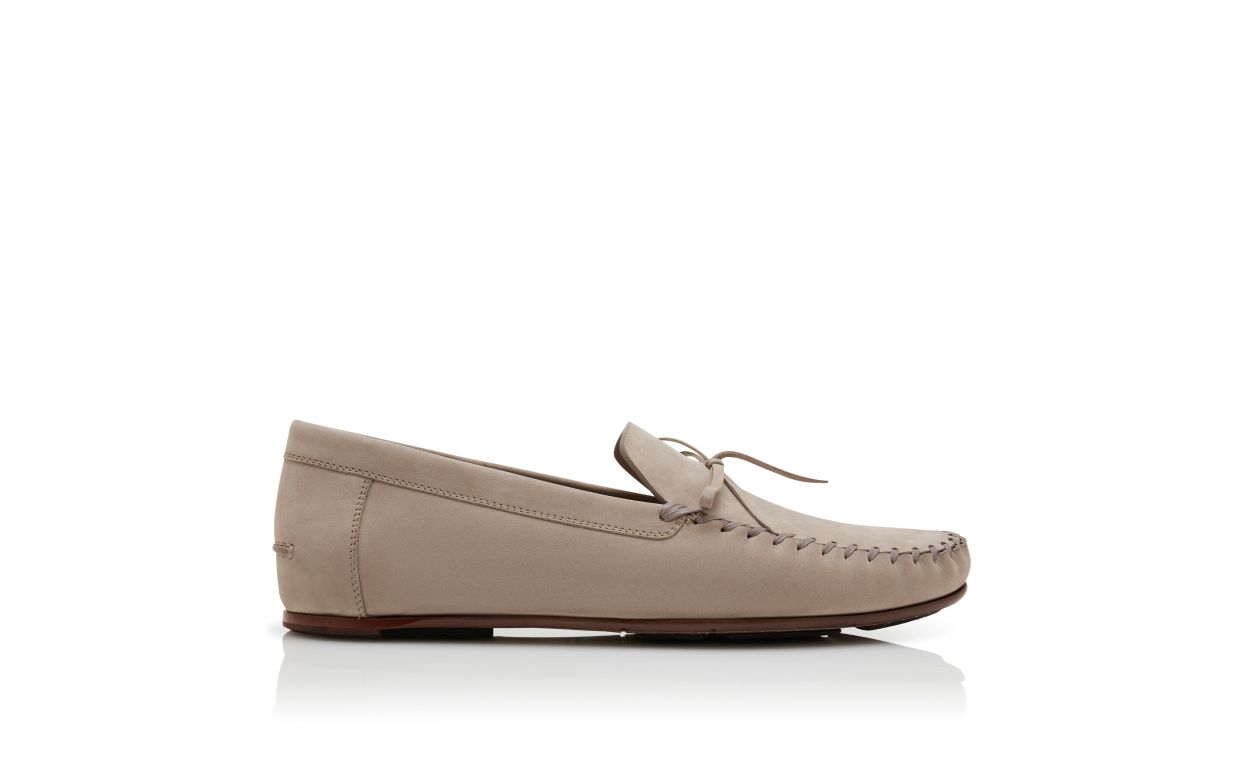 Designer Grey Calf Leather Slippers - Image Side View