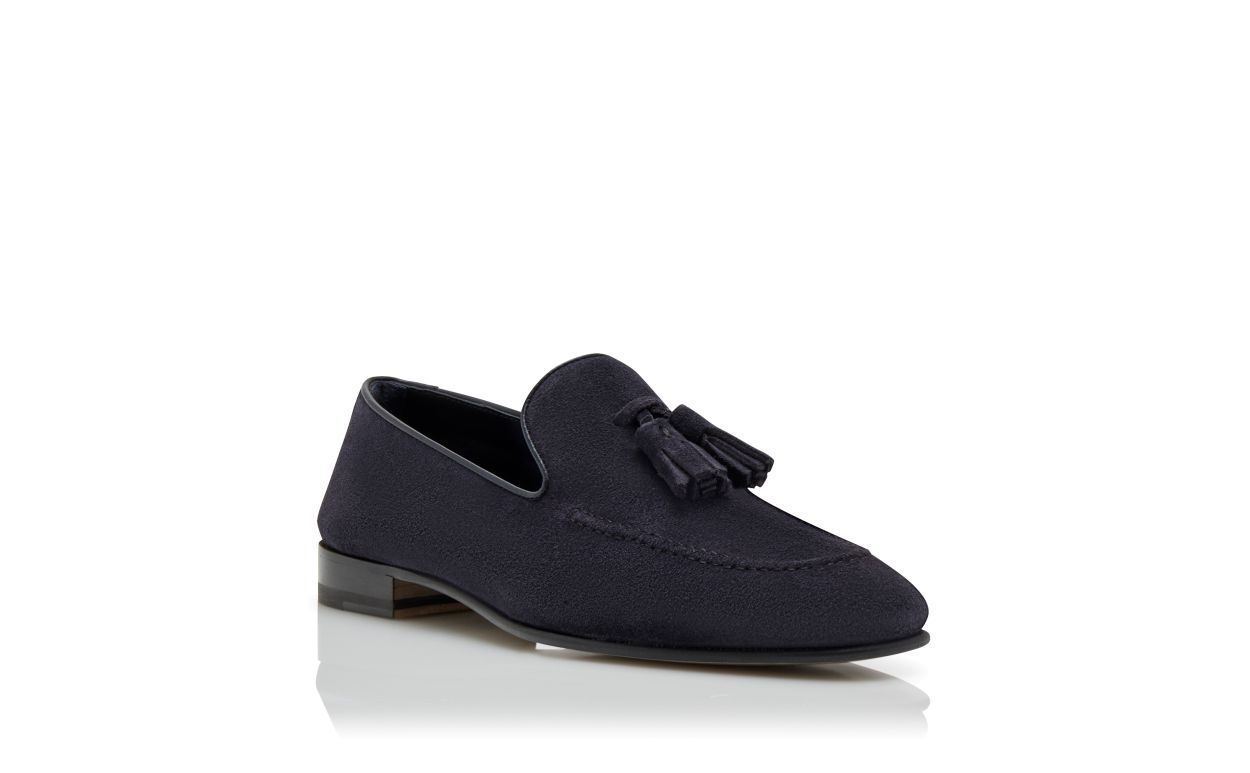 Designer Navy Blue Suede Loafers - Image Upsell