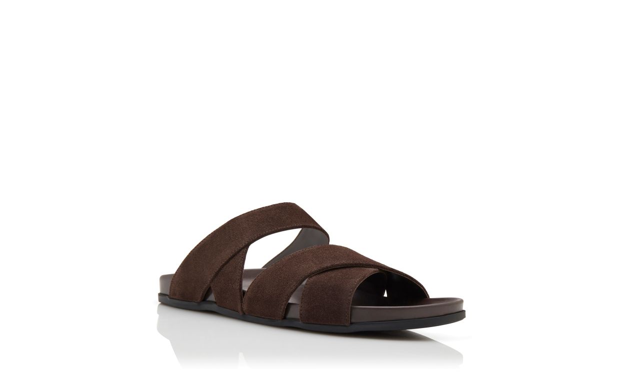 Designer Dark Brown Suede Sandals - Image Upsell