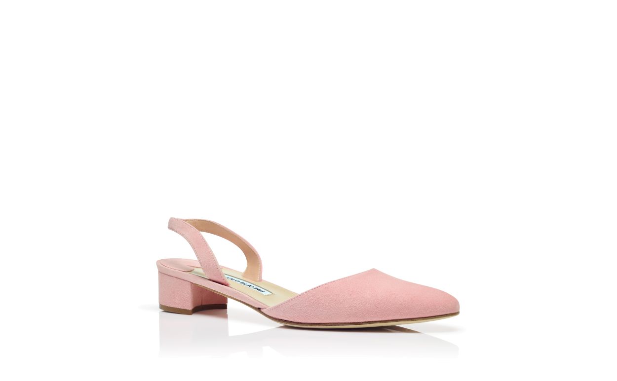 Designer Pink Suede Slingback Pumps - Image Upsell View