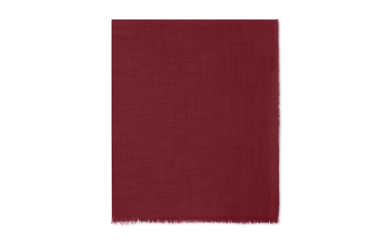 Designer Dark Red Superfine Cashmere Scarf - Image Side View