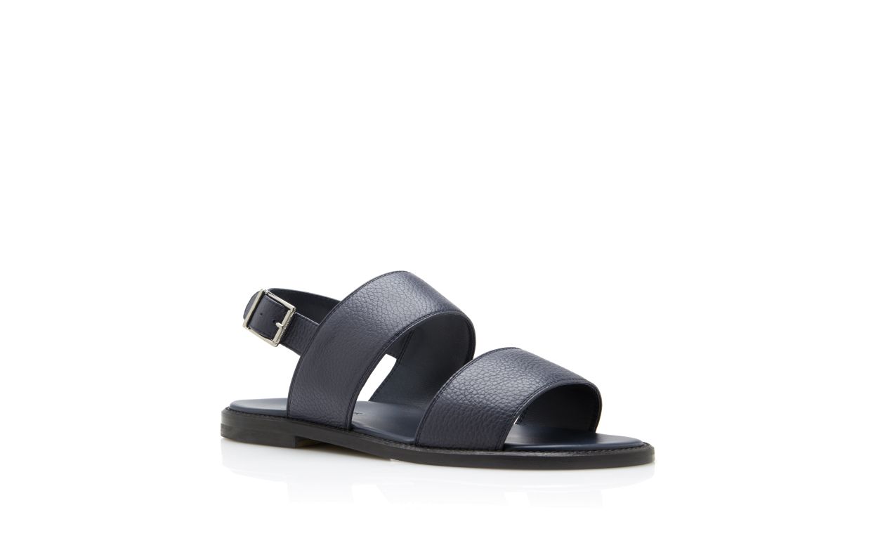 Designer Navy Blue Calf Leather Sandals - Image Upsell