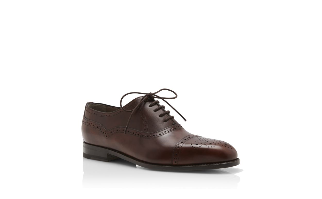 Designer Brown Calf Leather Cap Toe Oxfords - Image Upsell