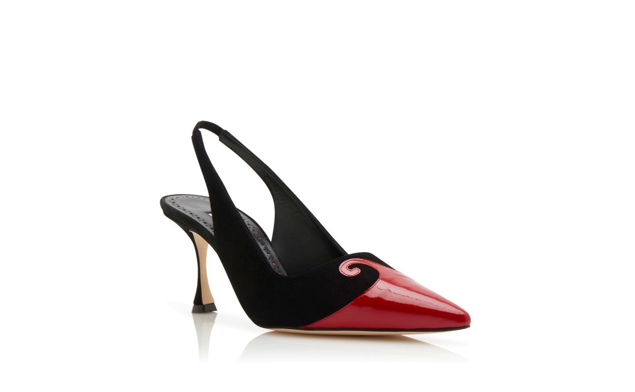 Designer Black and Red Suede Swirl Detail Pumps  - Image Upsell