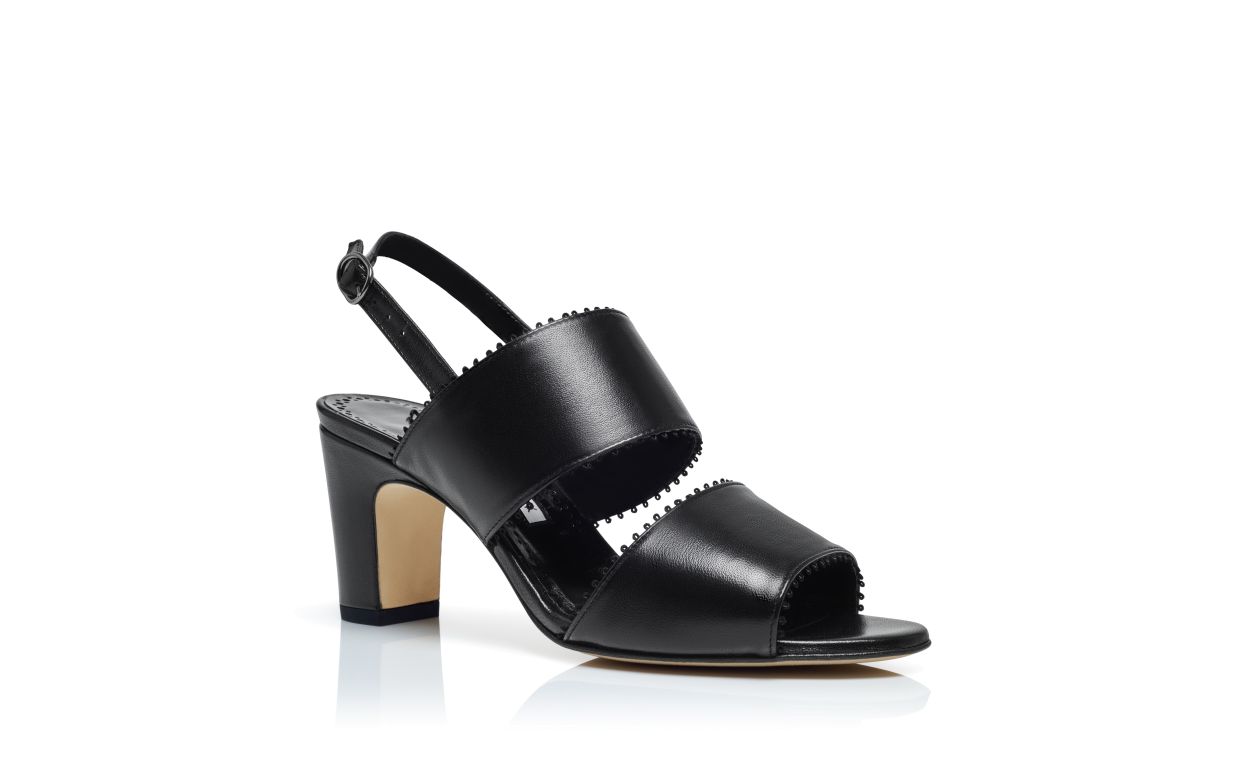 Designer Black Nappa Leather Slingback Sandals - Image Upsell