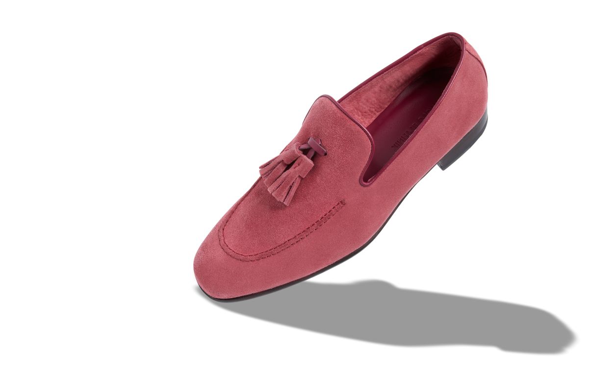 Designer Dark Pink Suede Loafers - Image Main