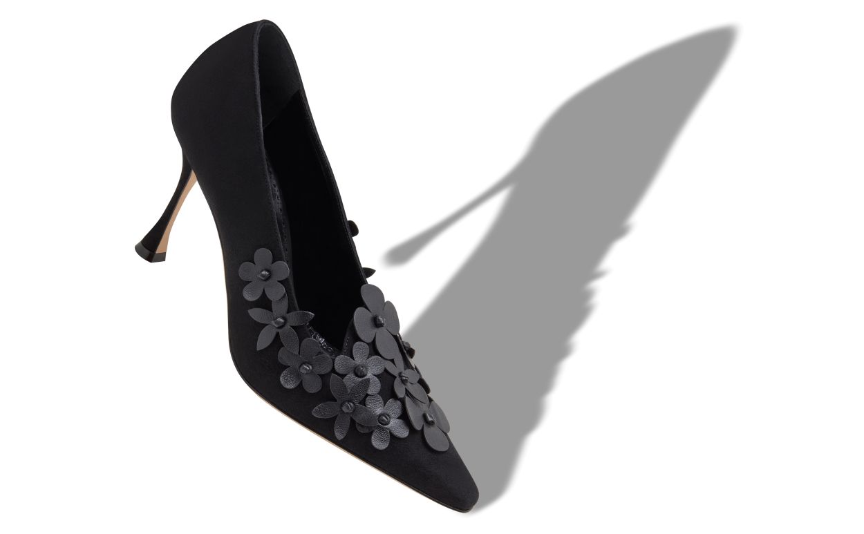 Designer Black Suede Pointed Toe Pumps - Image small_image