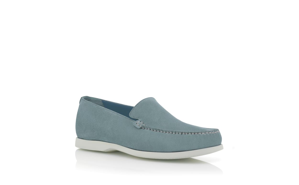 Designer Light Blue Suede Loafers - Image Upsell