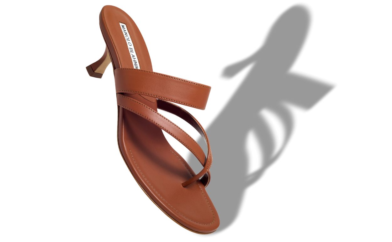 Designer Brown Calf Leather Mules - Image Main