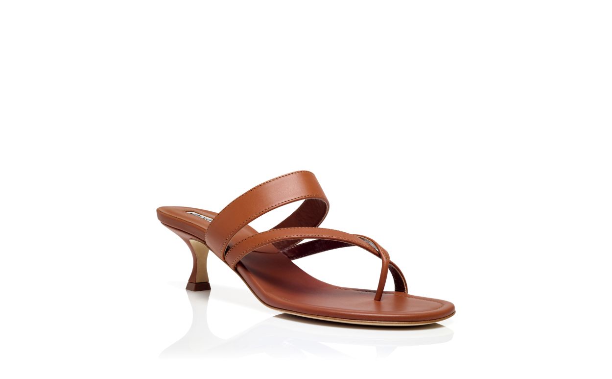 Designer Brown Calf Leather Mules - Image Upsell