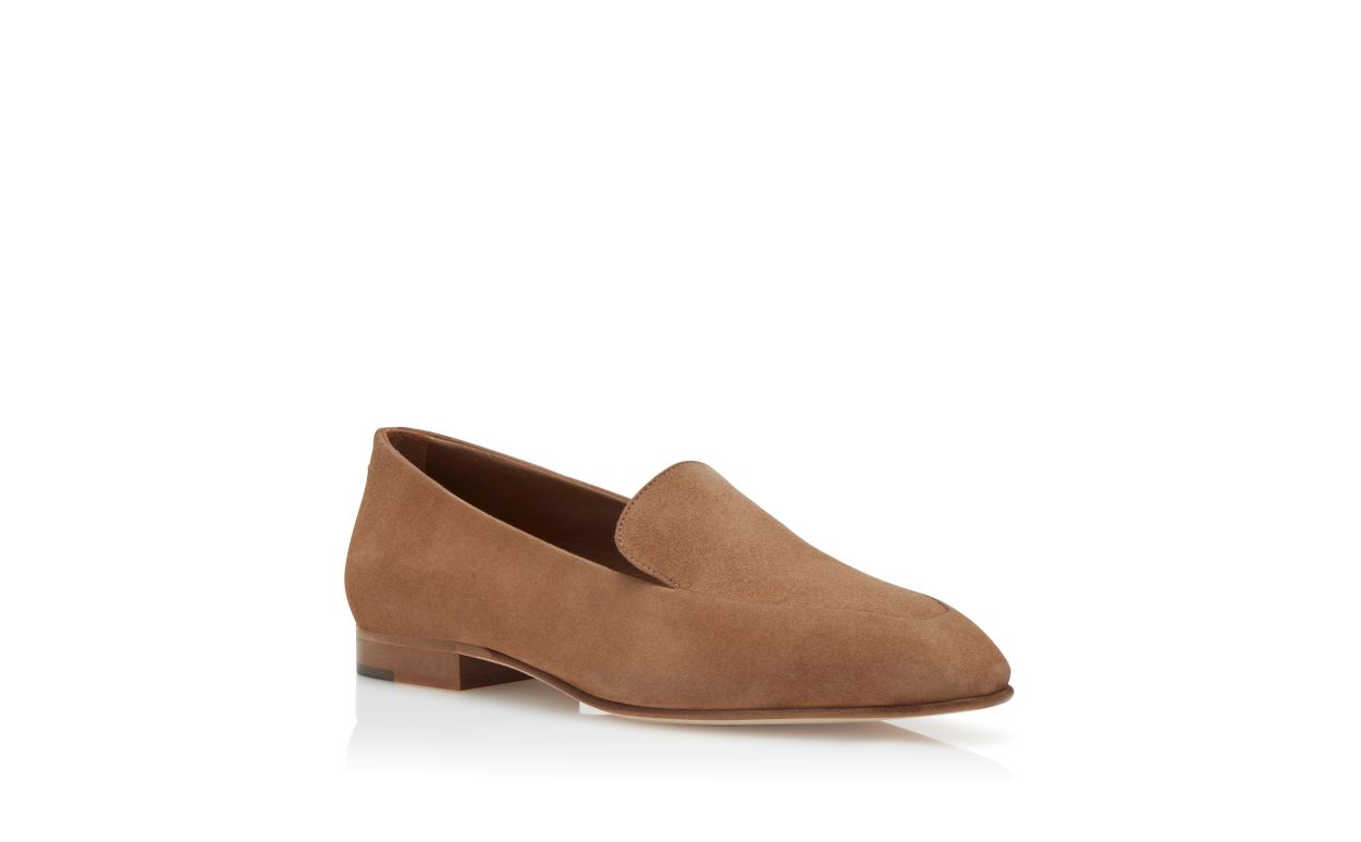 Designer Light Brown Suede Loafers - Image Upsell