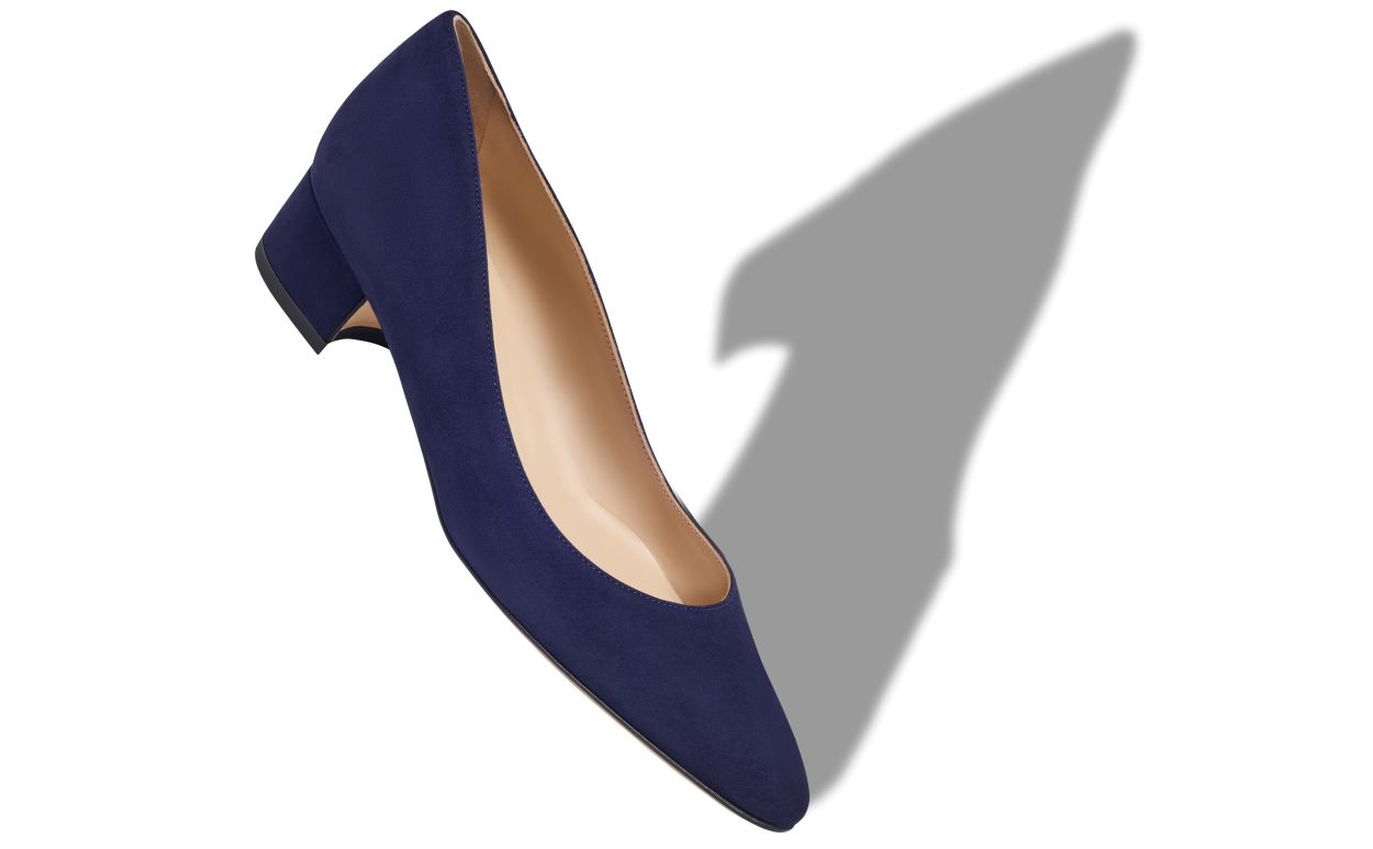 Designer Navy Blue Suede Pump - Image Main View