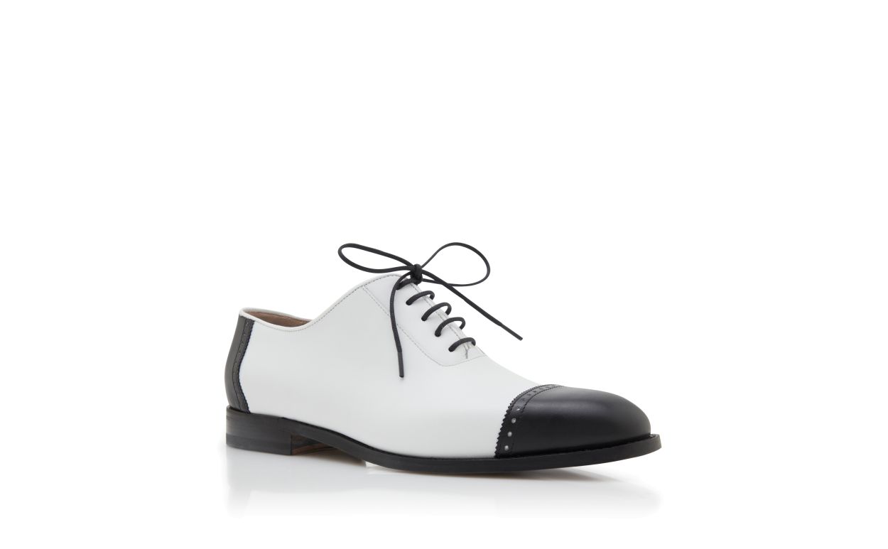 Designer Black and White Calf Leather Lace Up Shoes - Image Upsell