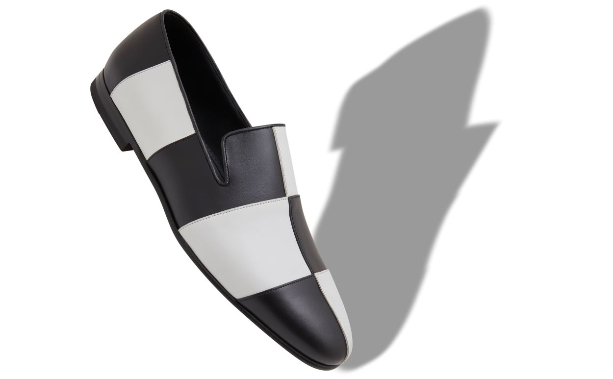 Designer Black and White Calf Leather Loafers - Image small_image
