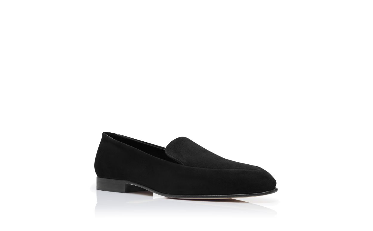 Designer Black Suede Loafers - Image Upsell View
