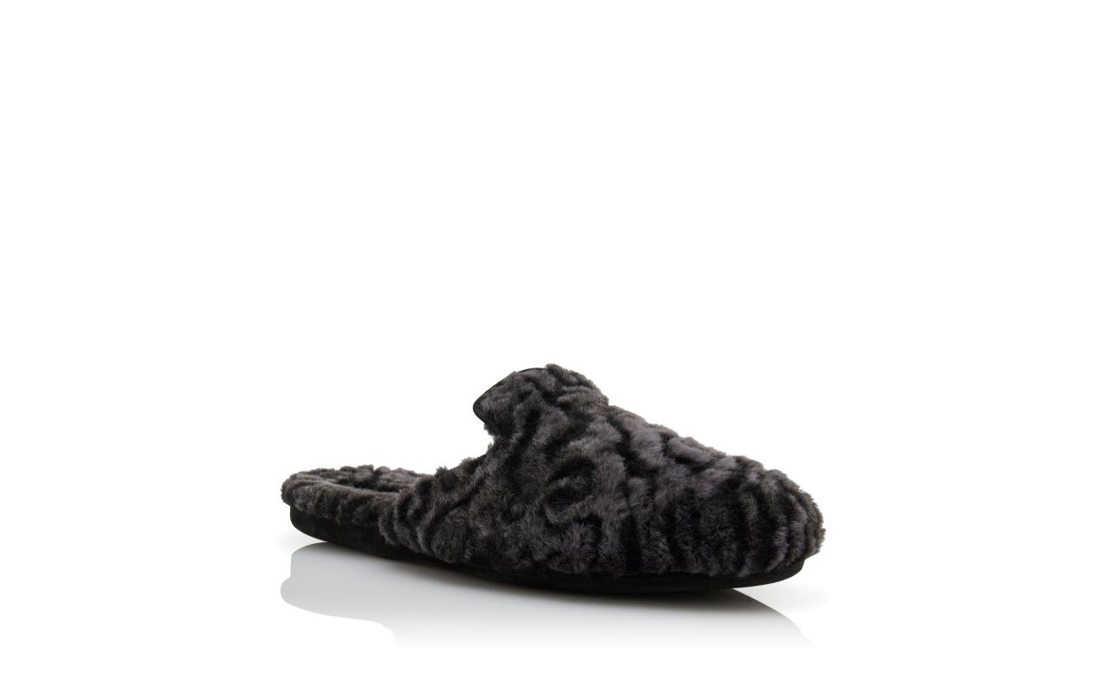 Designer Black Shearling Slippers - Image Upsell
