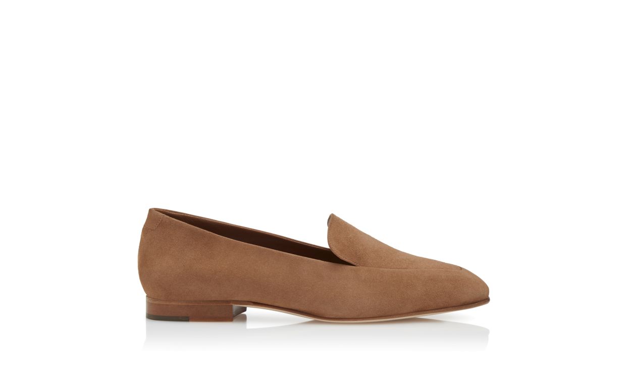 Designer Light Brown Suede Loafers - Image thumbnail